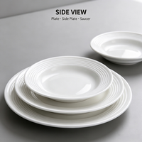 Assiettes de dîner, de soupe et de salade en porcelaine blanche pure côtelée, écologiques, en céramique contemporaine gaufrée, vente en gros d'usine en vrac