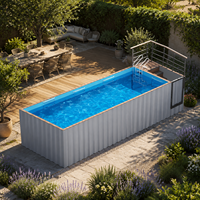 Piscine modulaire hors sol de luxe de 5,8 m avec terrasse pour jardin de villa