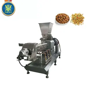 automatic dog food manufacturing plant has processing machines production line with a dog and cat food pellet making machine