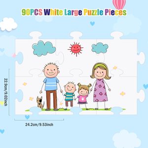 Pièces de <span class=keywords><strong>puzzle</strong></span> vierges en papier blanc <span class=keywords><strong>grand</strong></span> <span class=keywords><strong>format</strong></span>, découpées, double face, formes géantes prédécoupées pour dessiner et écrire - Product Image 2