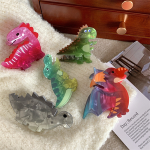 Pinces à cheveux d'animaux en acrylique de créateur, pinces à cheveux colorées et mignonnes de <span class=keywords><strong>dinosaure</strong></span> pour femmes et filles, accessoires de cheveux - Product Image 4