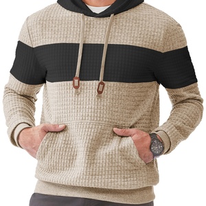 Sudadera con capucha extragrande bordada para hombre, ligera, de tejido gofrado, informal, de manga larga, con cordón, bloques de color, jersey de punto, Kanga - Product Image 6