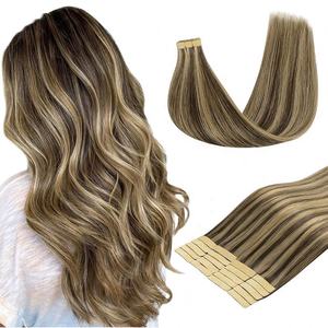 Extensions de cheveux à bandes de luxe 100% naturelles vierges brésiliennes, lisses comme des baguettes, 100% cheveux humains Remy, double épaisseur, vente en gros - Product Image 1