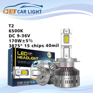 หลอดไฟหน้า LED T2 3875 17000lm 170W ชิป LED H1 H7 H4 H11 9005 9012หลอดทองแดงคู่กำลังแรงสูง - Product Image 1