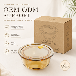Conteneur de stockage alimentaire en verre rond de 620 ml, hermétique, pour la cuisine, <span class=keywords><strong>bol</strong></span> de conservation des aliments frais, conteneur de stockage alimentaire en verre rond - Product Image 5
