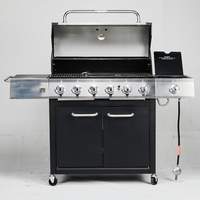 Barbecue au propane à 7 brûleurs, pliable, portable, pour extérieur, sur table ou sur chariot, montage facile, construction moderne en acier inoxydable, finition poudrée