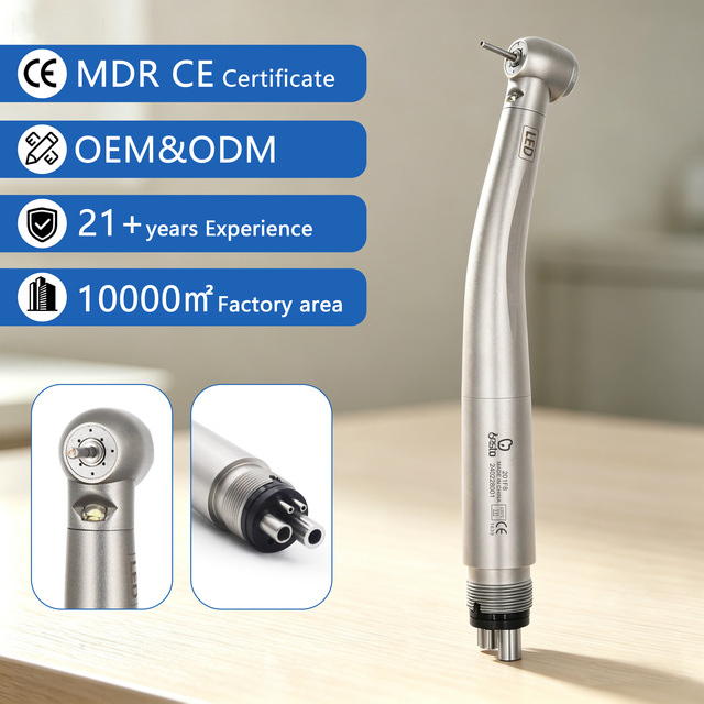 Dental LED E-generator Tip Push Button High Speed Handpiece Ceramic Bearings Air Turbine Handpiece 4 Holes Dentistry Equipment