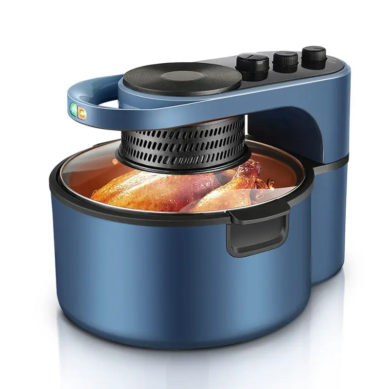Fritadeira a ar multifuncional, fritadeira visual sem óleo com 360 graus, para forno a temperatura e80- 230 graus celsius, com temporizador