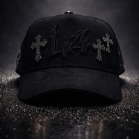 Gorra de Béisbol de Gamuza Deportiva de 5 Paneles Ajustable con Efecto Desgastado de Alta Calidad MURATRAVIS CRYSTALS BLACK 31 Gorras Inedit Hats