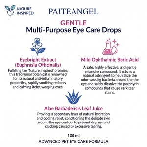Gouttes oculaires multi-usages pour animaux <span class=keywords><strong>de</strong></span> compagnie 100ml, nettoyant stérile pour les taches <span class=keywords><strong>de</strong></span> larmes, lavage oculaire pour chien, formule vétérinaire, OEM personnalisé - Product Image 3