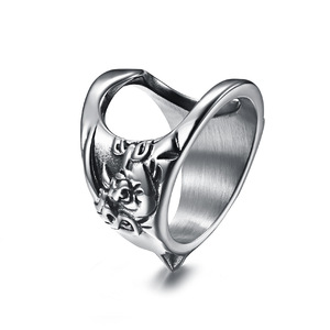 Retro Rhinoceros Head Titanium Steel <b>Ring</b> Men's Fashion Jewelry Self Defense Bottle Opener Multi Functional Animal Design - Product Image 5