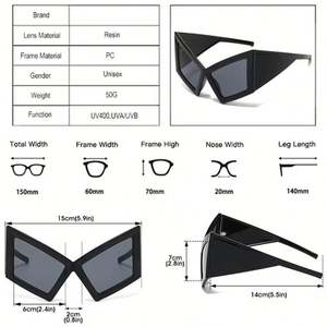 Lunettes de soleil œil de chat surdimensionnées UV400 pour femme, monture large coupe-vent, tendance 2025 - Product Image 5