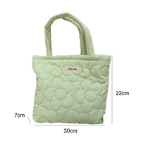 Tas Tote Quilted Puffy Custom Motif Bunga, Tas Selempang Cloud Berlapis Empuk, Tas Tangan Bahan Nilon Katun Lembut untuk Wanita Gaya Korea