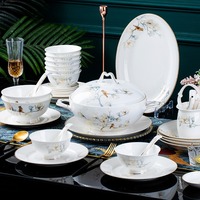 Service de Table en Céramique de Luxe Léger 60 Pièces Style Vintage, Ensemble de Vaisselle en Porcelaine Fine Minimaliste Moderne, Cadeau Haut de Gamme pour