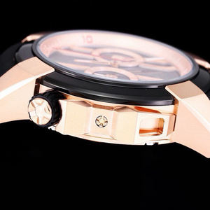 Reloj de Lujo Azul y Oro Rosa en Oferta, Esqueleto, Cronógrafo, Detalles Rojos, Correa de Goma Azul, Reloj de Pulsera Automático para Hombre - Product Image 4