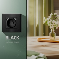 Prise murale française 2P+T standard européenne avec cadre en métal, panneau en aluminium brossé, double ports USB, options de couleur noir, gris, or