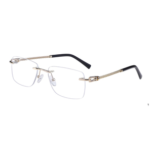 2025高品質メタルリムレス光学フレーム無処方長方形眼鏡メガネアンチブルーライト付き - Product Image 1