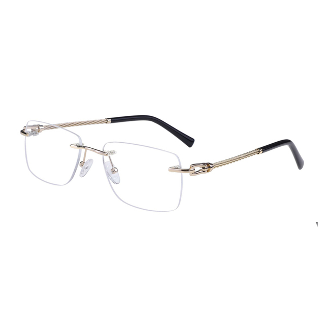 2026 High Quality Metal Rimless Optical Frame No Prescription Rectangle Eyewear Designer Style Glasses