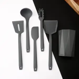 Non Stick Nylon Spatulas Set Cooking Tools Kitchenware Gadgets Kitchen Utensils With Storage Barrel