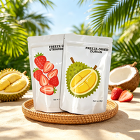 Sachet Doypack Mylar Personnalisé Imprimé pour Fruits Lyophilisés, avec Fermeture Ziplock Argentée et Fenêtre Transparente, pour Emballage Alimentaire
