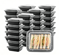 Contenants de préparation de repas à compartiments multiples (1/2/3) compatibles micro-ondes, en PP épaissi, jetables, avec couvercle anti-fuite