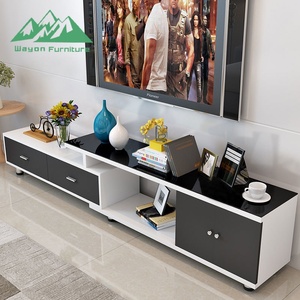 Wayon Modern <strong>High</strong> Gloss Black and White <strong>TV</strong> <strong>Stand</strong> with Coffee Table Set, Luxury Living Room Furniture - Product Image 3