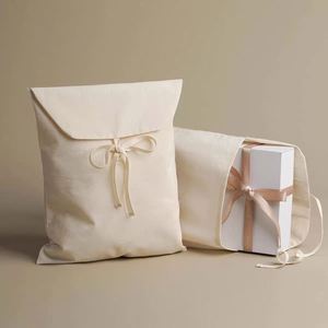 Pochette promotionnelle personnalisée avec logo, en toile de coton réutilisable, pour cosmétiques, sous-vêtements, chaussures, avec rabat - Product Image 2