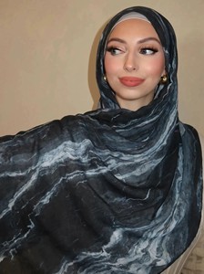 Pañuelo Hijab de Poliéster y Algodón con Estampado Étnico, Talla Grande, 180*80cm, Personalizado, Serie Acuarela - Product Image 5