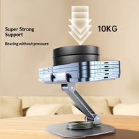 Support de téléphone portable et d'ordinateur portable BUSTYLE personnalisé, entièrement métallique, rotatif à 360°, pliable, pour bureau, streaming en direct et enregistrement vidéo