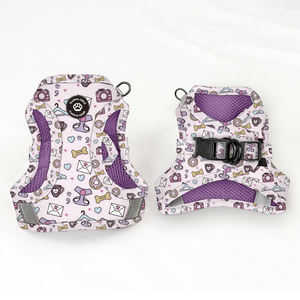 Tali kekang rompi anak anjing pola telapak kaki lucu tali pegangan neoprena lembut tidak ditarik Aksesori hewan peliharaan logo karet penutup kerah anjing - Product Image 3