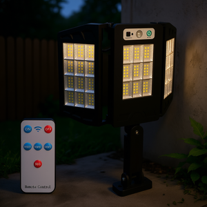 Lampe murale solaire 264LED IP45, éclairage extérieur étanche avec télécommande pour garages et jardins - Product Image 2