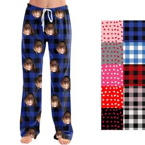 Pijama personalizado de fábrica para hombre, pantalones divertidos a cuadros con diseño de cara, pijama personalizado para hombre - Product Image 2
