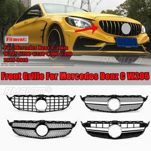 Grille de radiateur de pare-chocs avant style Diamond/GTR/AMG/C63S pour Mercedes Benz Classe C W205 C200 C250 C300 C350 2015-2018 - Product Image 1