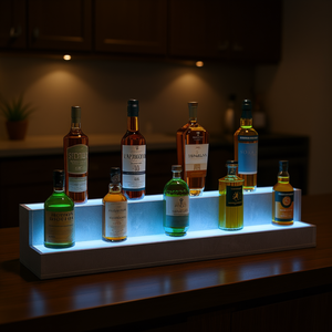 Étagère murale pour bouteilles d'alcool avec éclairage LED, 37 pouces, à un seul niveau, design moderne, décoration de bar à domicile - Product Image 2