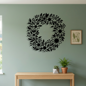 Corona Floral Rústica de Metal para Decoración de Pared, Hecha a Mano, Redonda, sin Luces, con Flores Decorativas, en Paquete Individual - Product Image 3