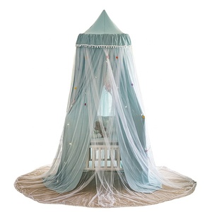 Azul pequeña bola redonda cúpula cama cortina mosquitera para niños luz interior blindaje cama Vurtain parabrisas techo - Product Image 1