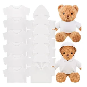 泰迪熊衣服升华t恤娃娃t恤熊连帽衫适合动物娃娃刺绣空白毛绒动物玩具