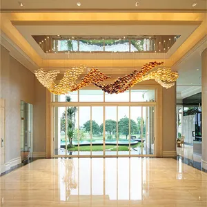 New Product Customized Large Hotel Lobby Modern Luxury Glass Led Chandelier Pendant Light