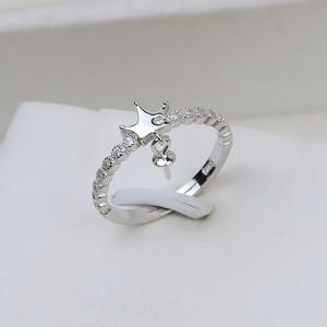 S925 Silver Opening Crown <b>Ring</b> Adjustable DIY <b>Pearl</b> Jewelry Accessory Empty Holder Inlay Setting Type Product Name Brass <b>Ring</b> - Product Image 1