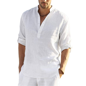Nouvelle Chemise Décontractée Homme en <span class=keywords><strong>Coton</strong></span> et <span class=keywords><strong>Lin</strong></span>, Haut Ample à Manches Longues, Printemps Automne, Chemises Élégantes Décontractées pour Hommes - Product Image 1