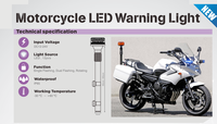 Avertissement d'urgence pour moto Feu arrière ambré LED Signal rotatif clignotant Montage sur poteau Avertissement arrière de moto