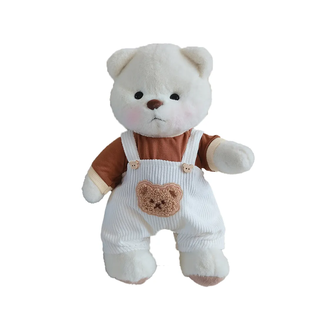 CPC 30cm Movable Flexible Arms Legs Classical Teddy Bear Adorable Dressed Plush Teddy Bears with overall clothes