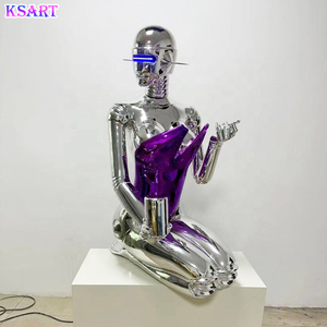 Sculpture de déesse mécanique Robot lumineux féminin en fibre de verre grandeur nature Oeuvre abstraite moderne ornant le décor du salon - Product Image 2