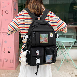 Multi Pockets New Kawaii Pink Ladies School Bags <span class=keywords><strong>2022</strong></span> Canvas Book Bag High School Girls School Bags Backpack For Teenagers - Product Image 4