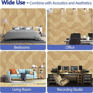 Adesivo da parete moderno con griglia a grana di legno 3D pannello acustico autoadesivo in fibra di poliestere insonorizzazione materiale espanso acustico hotel - Product Image 4