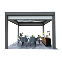 Pergola bioclimatique de jardin extérieure avec toit à lames orientables et éclairage LED, pergola extérieure motorisée en aluminium pliable