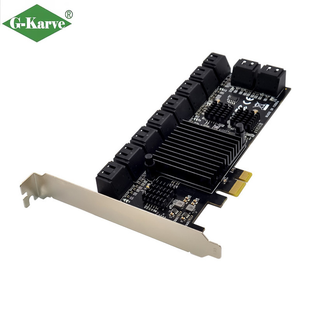 High Quality Internal Ethernet PCI Express X1 ASM1064 20-Port SATA 6Gbps Server Storage Expansion Card for Server NAS Storage