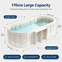 Baignoire pliante pour spa à domicile de 170 cm et 300 L avec table de soutien latérale intégrée, baignoire isolée en PVC