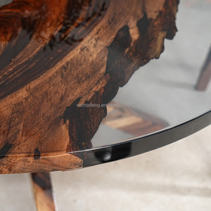 Protezione ambientale rotonda massello legno noce mobili per la casa ristorante interno fiume cucina resina epossidica tavolo da pranzo - Product Image 1
