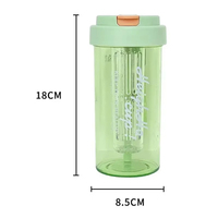 Tasse à eau de sport 600ML avec paille pour femme Literie portable d'été Matériau de qualité alimentaire Partition de thé Bouteille d'eau pour oreiller d'utilisation
